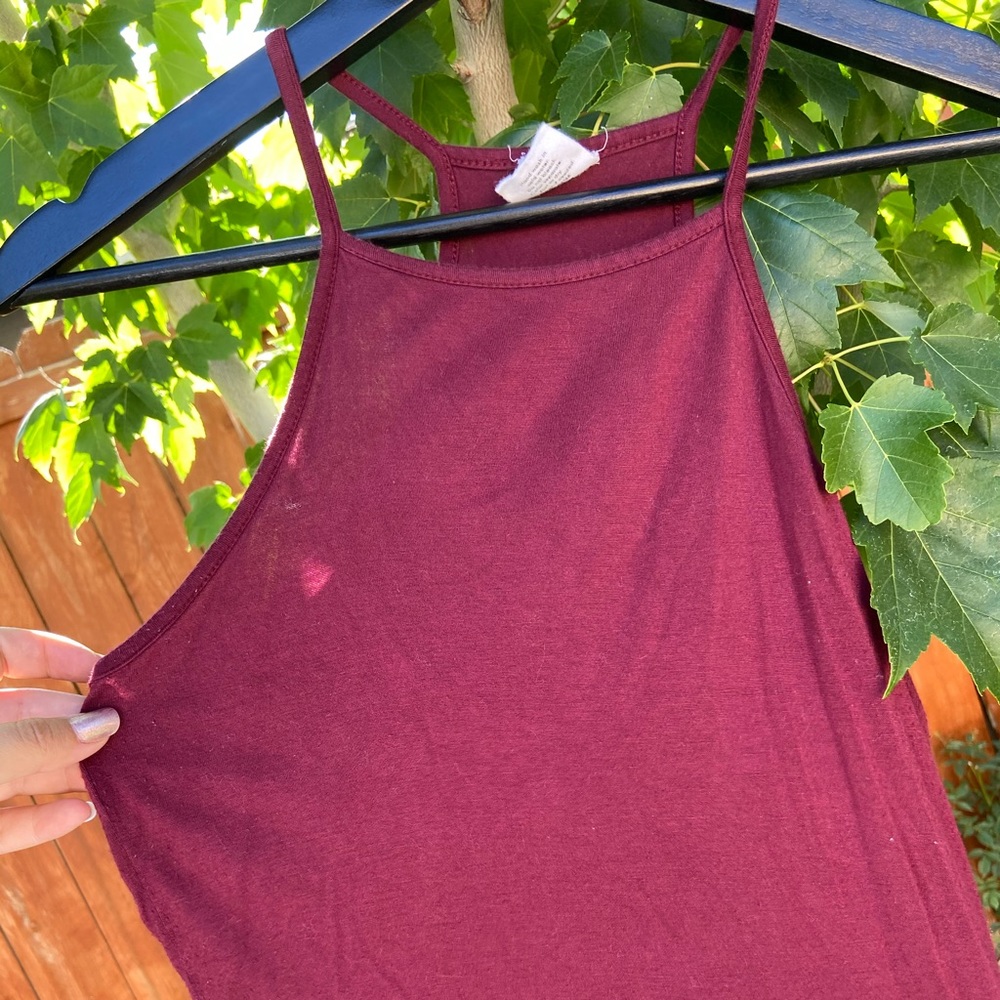 Burgundy tank crop top.